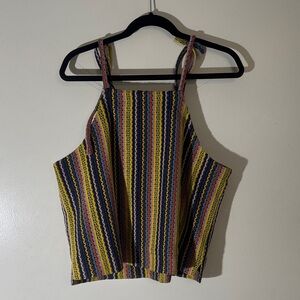 Madewell Texture & Thread Tie Shoulder Tank Top in Rainbow Crochet